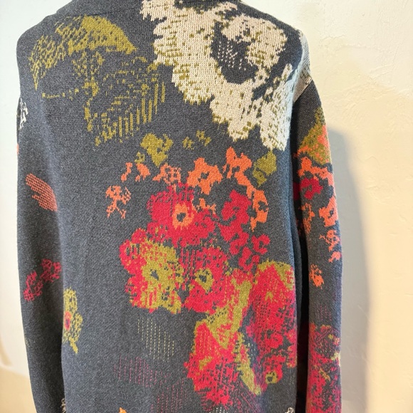 J. Jill Multicolor Floral Heavy Knit Wool Alpaca Blend Longline Cardigan Size 3X - Picture 5 of 12